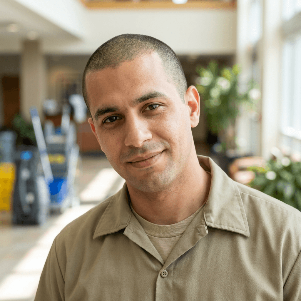 Male customer in his mid 30s, Black, casual friendly appearance typical of car rental customer